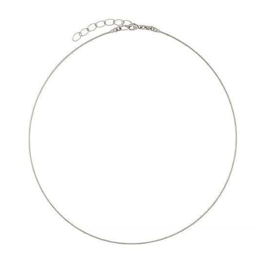 14KT White Gold Solid 1mm Cable Round Neck Wire Necklace