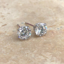Load image into Gallery viewer, 14KT White Gold Round CZ Stud Post Earrings, 14KT White Gold Round CZ Stud Post Earrings - Legacy Saint Jewelry