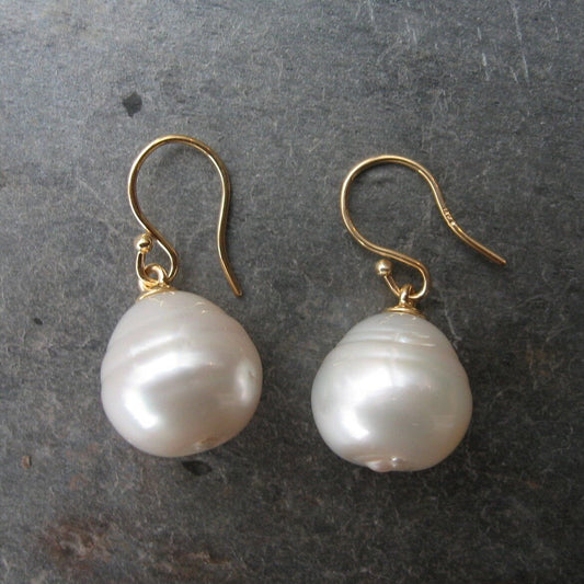 18KT Yellow Gold Paspaley Pearl Shepard Hook Earrings 15mm, 18KT Yellow Gold Paspaley Pearl Shepard Hook Earrings 15mm - Legacy Saint Jewelry