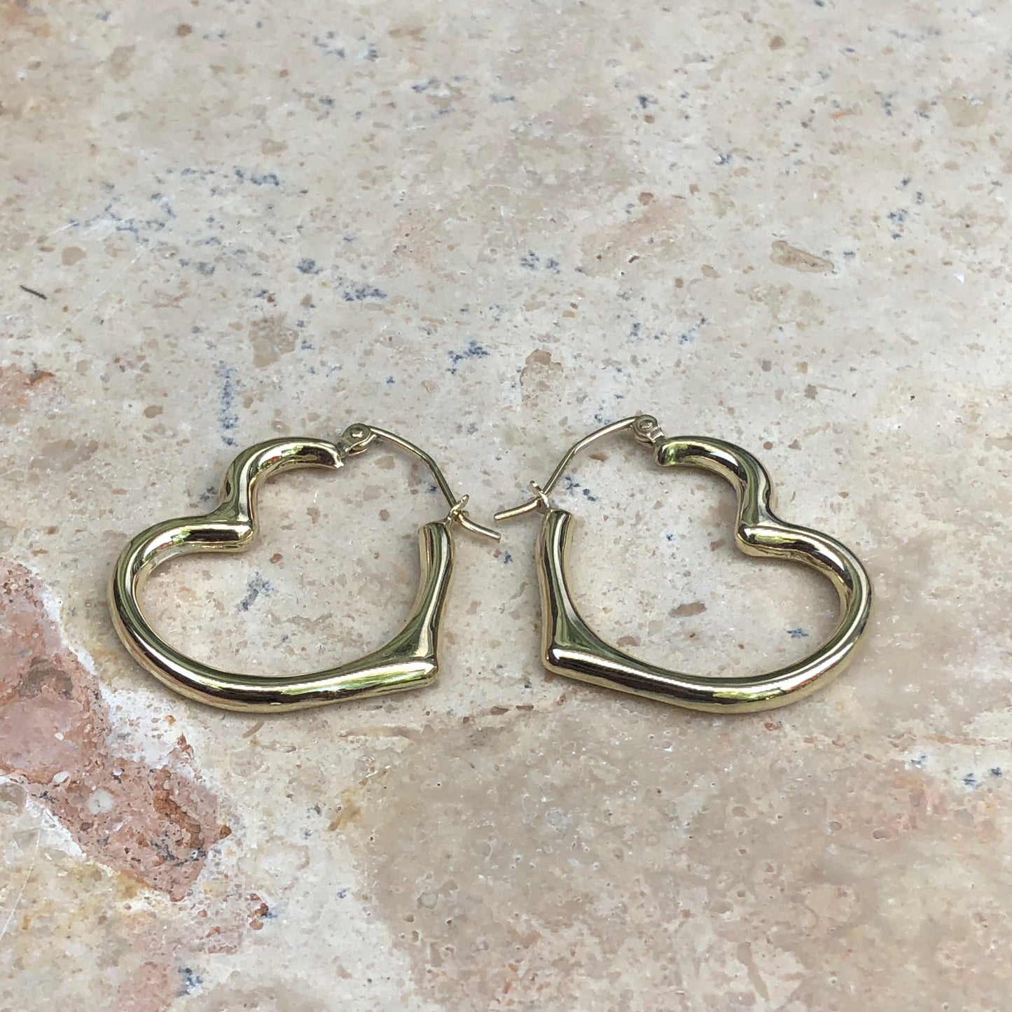 10KT Yellow Gold Large Open Heart Hoop Earrings, 10KT Yellow Gold Large Open Heart Hoop Earrings - Legacy Saint Jewelry