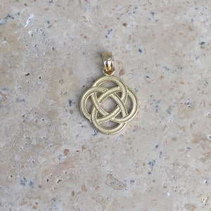 14KT Yellow Gold Celtic Eternity Knot Circle Cut-Out Pendant Charm, 14KT Yellow Gold Celtic Eternity Knot Circle Cut-Out Pendant Charm - Legacy Saint Jewelry