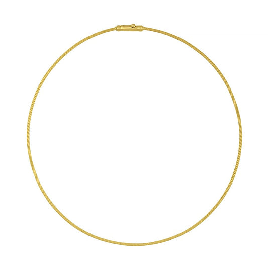 18KT Yellow Gold Cable Collar Neck Wire Necklace 1.8mm