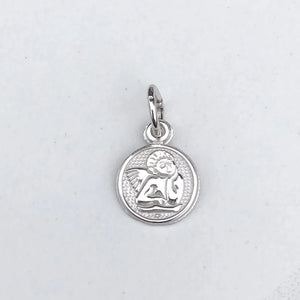 10KT White Gold Angel Mini Medal Pendant Charm, 10KT White Gold Angel Mini Medal Pendant Charm - Legacy Saint Jewelry