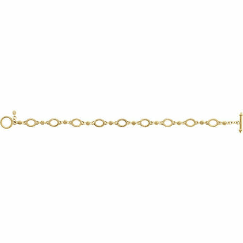 14KT Yellow Gold Open Link Satin Toggle Bracelet, 14KT Yellow Gold Open Link Satin Toggle Bracelet - Legacy Saint Jewelry
