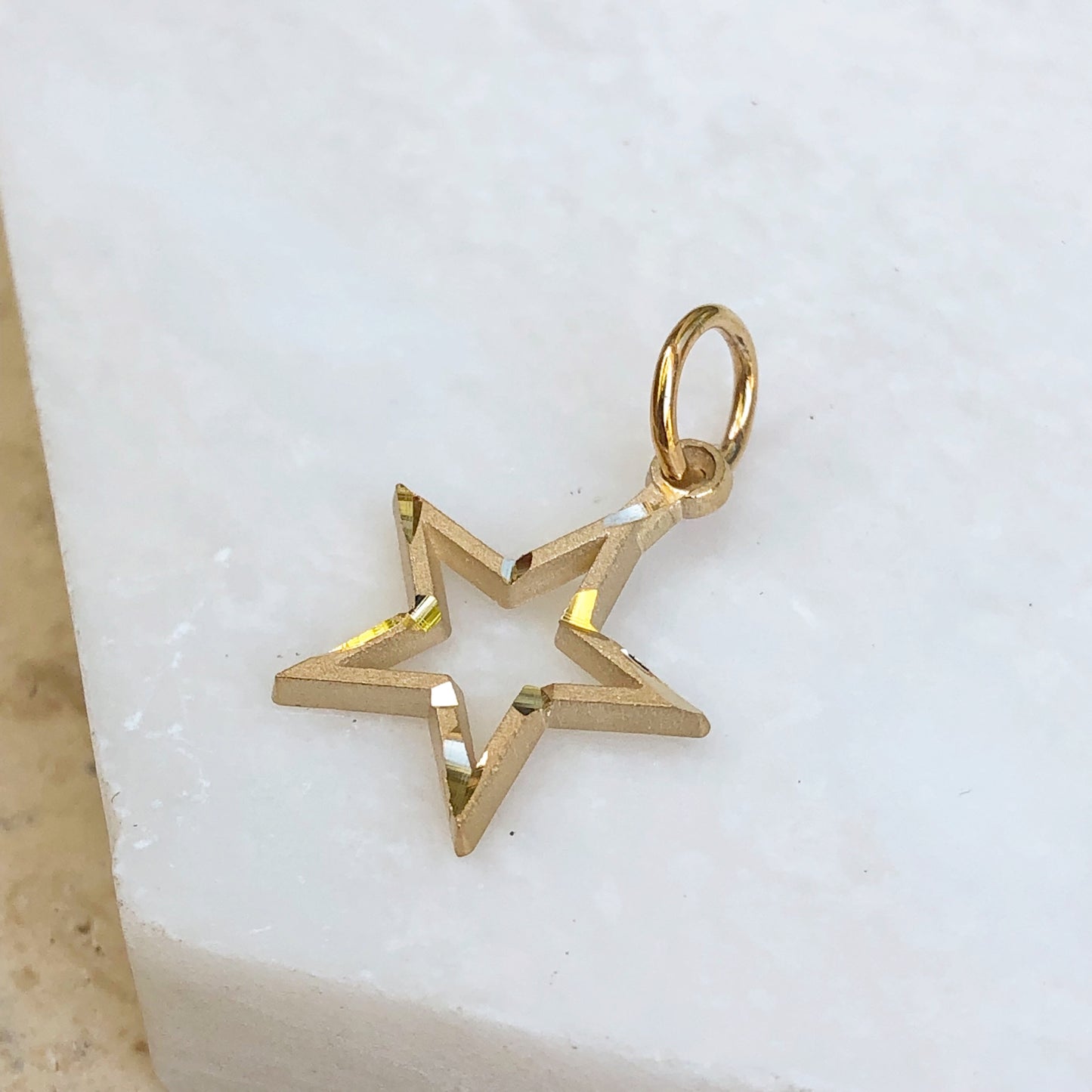 OOO 10KT Yellow Gold Diamond-Cut Star Pendant Charm, OOO 10KT Yellow Gold Diamond-Cut Star Pendant Charm - Legacy Saint Jewelry