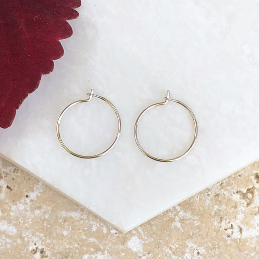 OOO 14KT White Gold Thin Hoop Earrings 11mm, OOO 14KT White Gold Thin Hoop Earrings 11mm - Legacy Saint Jewelry