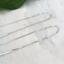 Load image into Gallery viewer, Sterling Silver Threader Box Chain Bar Ear Wire Earrings, Sterling Silver Threader Box Chain Bar Ear Wire Earrings - Legacy Saint Jewelry