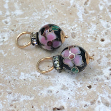 Load image into Gallery viewer, 14KT Yellow Gold Black + Pink Multi Color CZ Cloisonne Ball Earring Charms, 14KT Yellow Gold Black + Pink Multi Color CZ Cloisonne Ball Earring Charms - Legacy Saint Jewelry