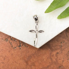Load image into Gallery viewer, OOO 14KT White Gold Diamond-Cut Cross Mini Pendant Charm - Legacy Saint Jewelry