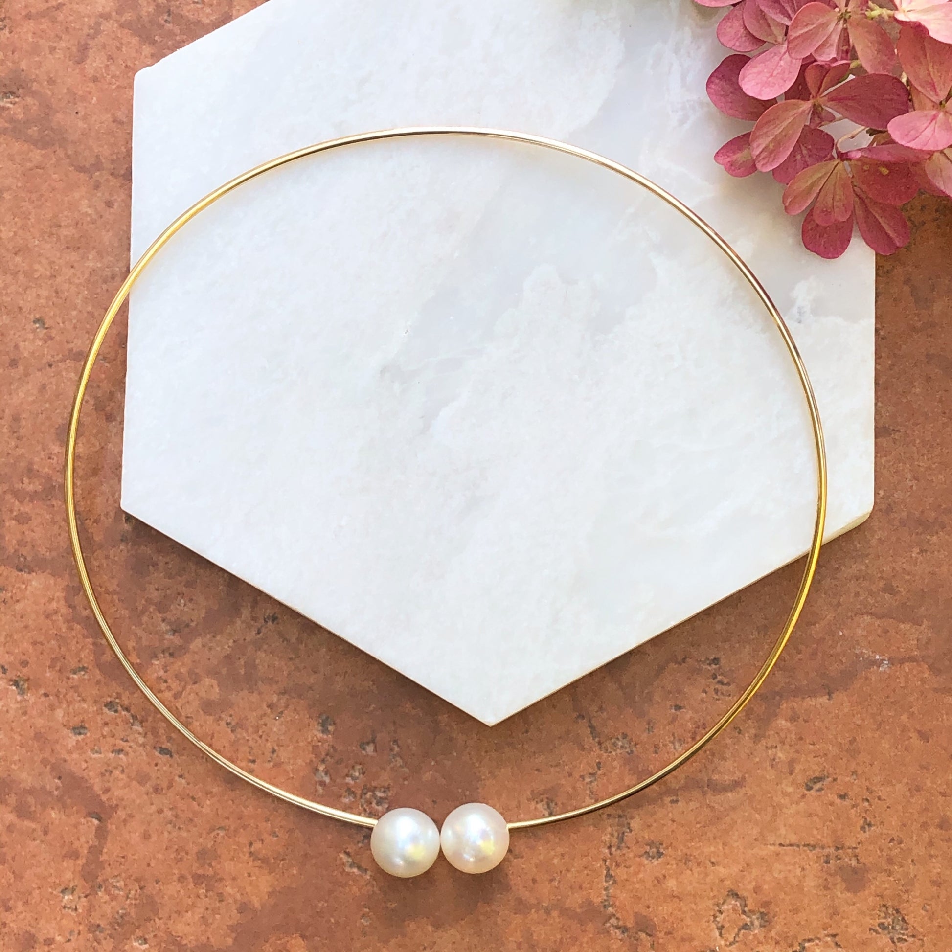 14KT Yellow Gold + Paspaley Pearl Neck Wire Collar Necklace, 14KT Yellow Gold + Paspaley Pearl Neck Wire Collar Necklace - Legacy Saint Jewelry