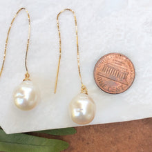 Load image into Gallery viewer, 14KT Yellow Gold Paspaley Pearl Threader Box Chain Earrings, 14KT Yellow Gold Paspaley Pearl Threader Box Chain Earrings - Legacy Saint Jewelry