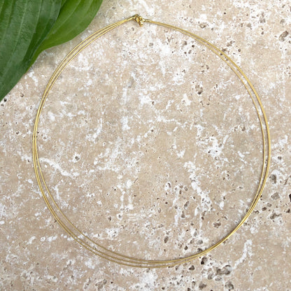 14KT Yellow Gold 3-Strand Cable Wire Collar Necklace, 14KT Yellow Gold 3-Strand Cable Wire Collar Necklace - Legacy Saint Jewelry