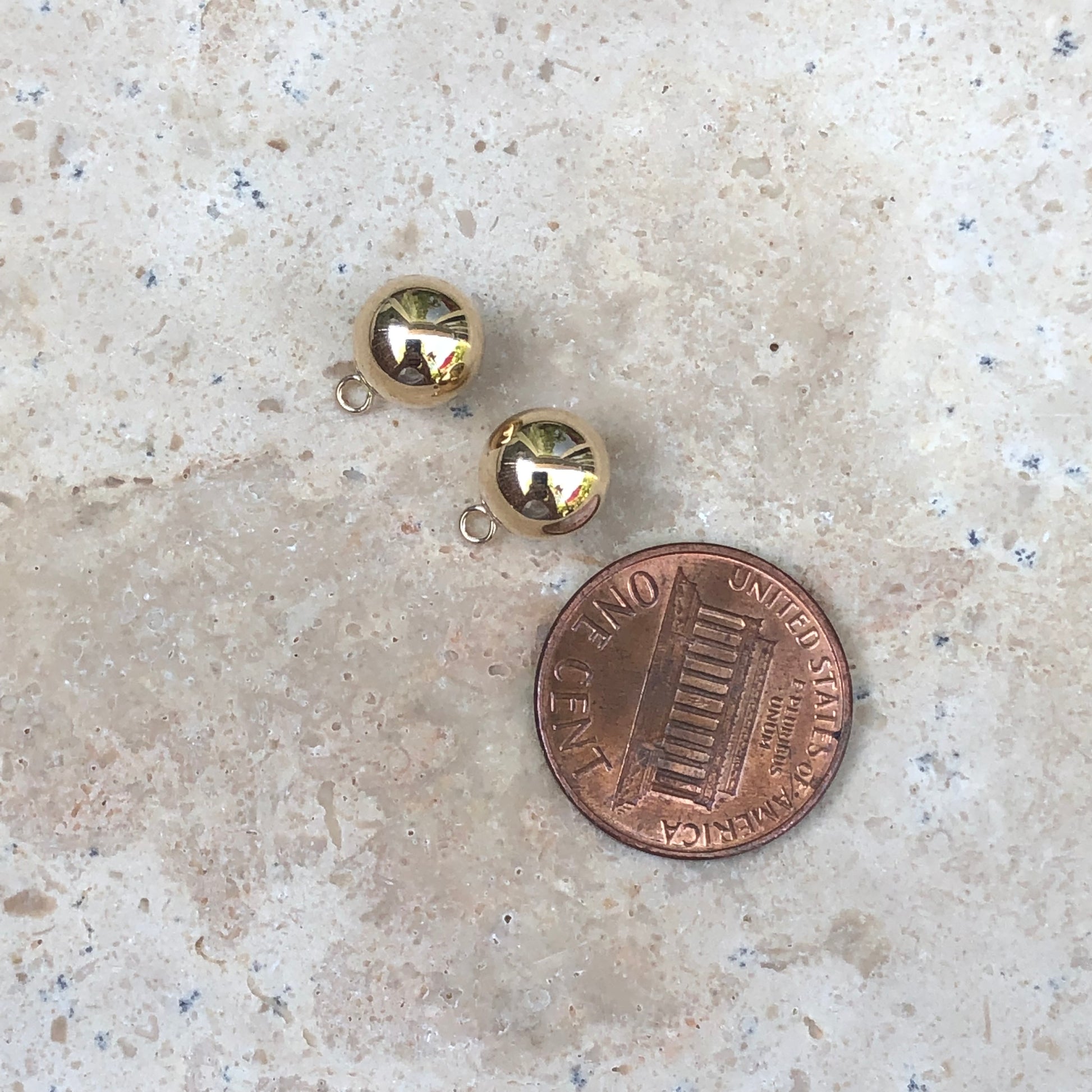 14KT Yellow Gold Ball Earring Charms, 14KT Yellow Gold Ball Earring Charms - Legacy Saint Jewelry