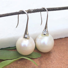 Load image into Gallery viewer, 14KT White Gold Pave Diamond + Paspaley Pearl Drop Earrings, 14KT White Gold Pave Diamond + Paspaley Pearl Drop Earrings - Legacy Saint Jewelry