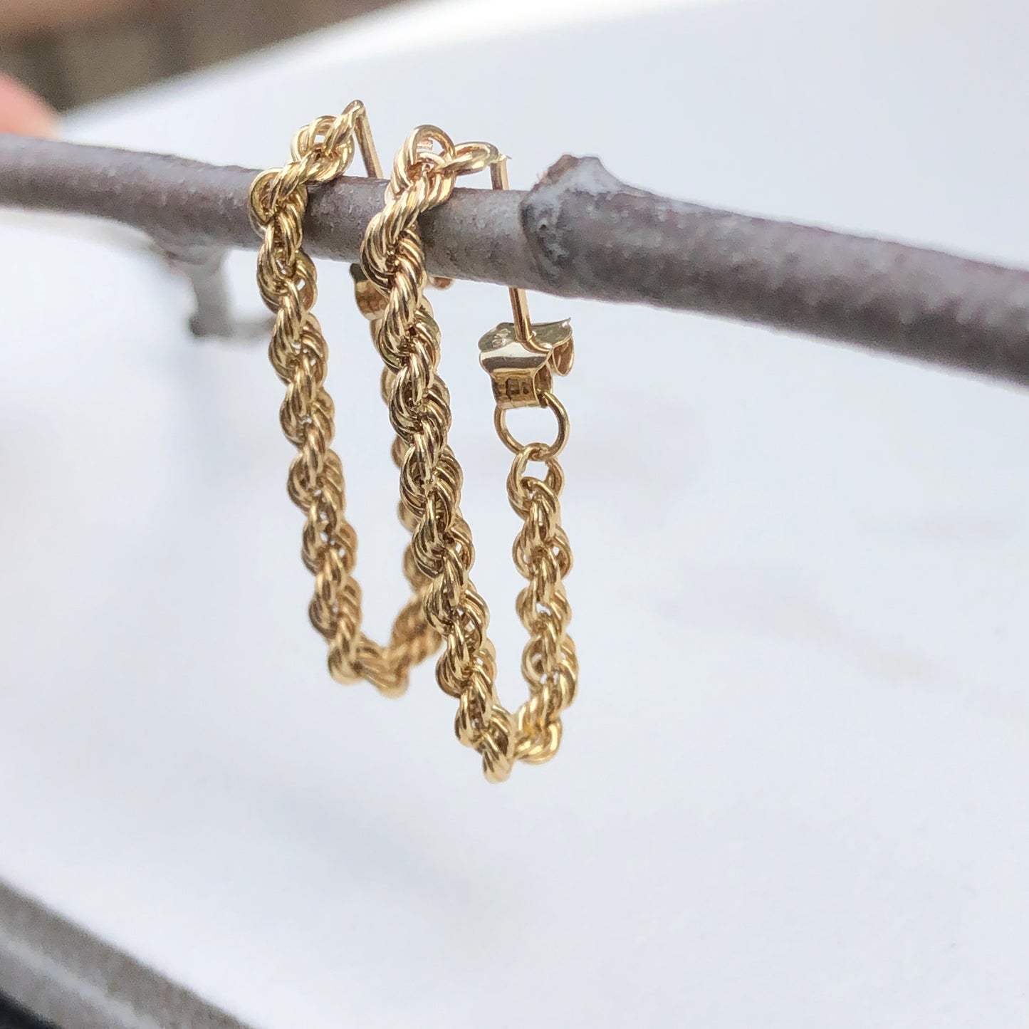 14KT Yellow Gold Hollow Rope Earrings, 14KT Yellow Gold Hollow Rope Earrings - Legacy Saint Jewelry