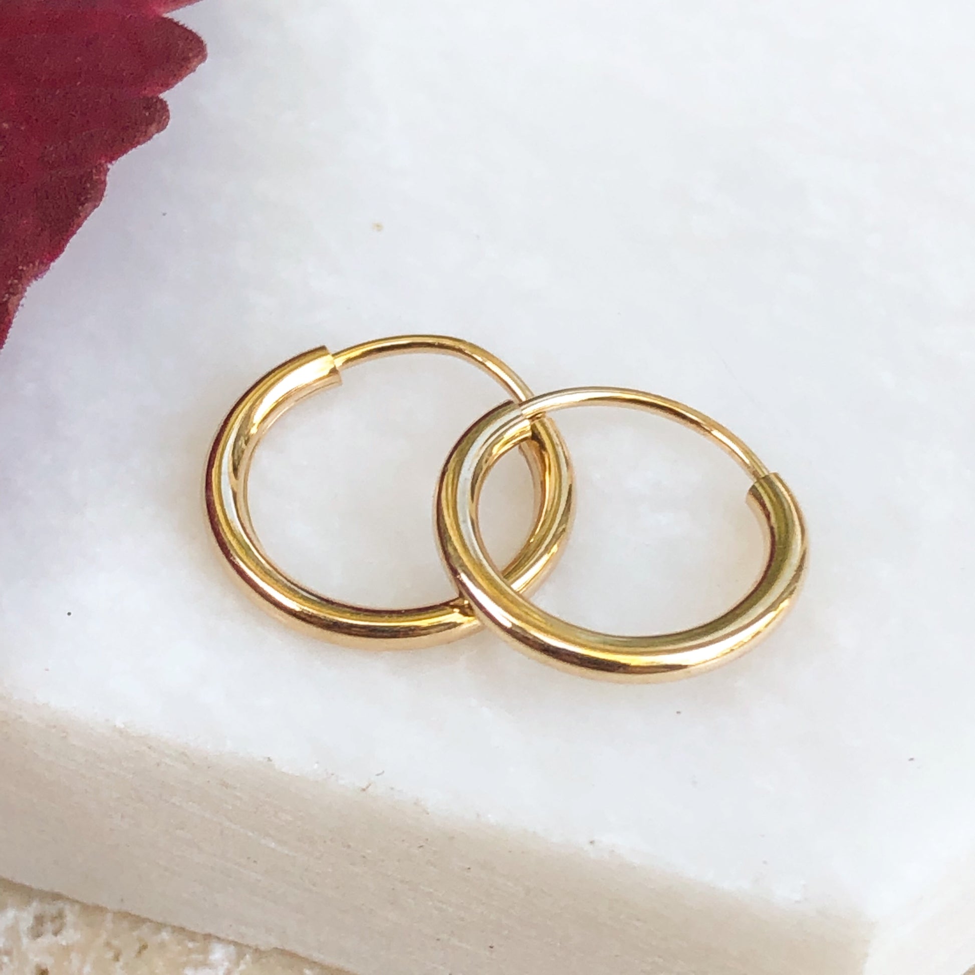 14KT Yellow Gold Mini Hoop Earrings 10mm, 14KT Yellow Gold Mini Hoop Earrings 10mm - Legacy Saint Jewelry