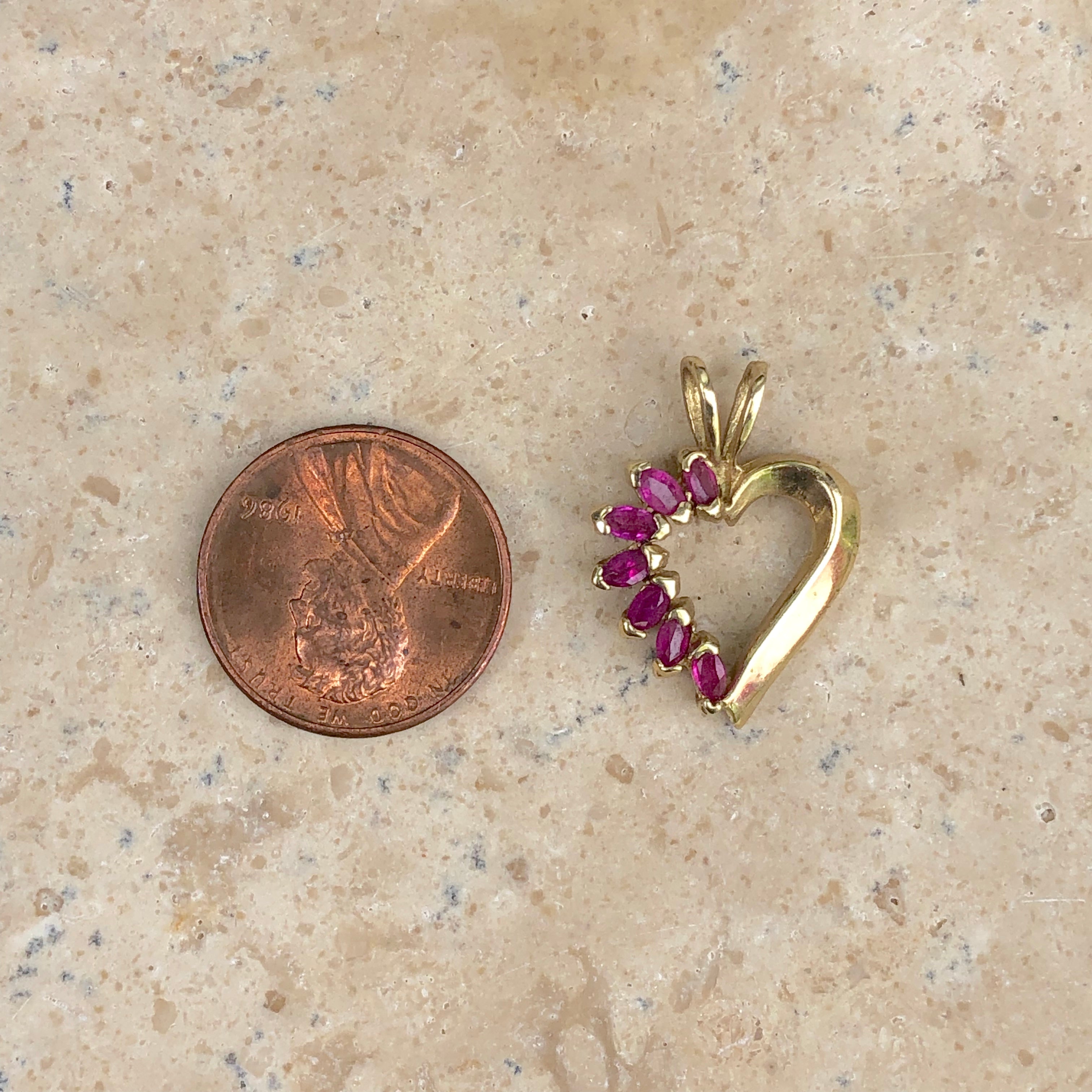 10kt selling Marquise Ruby heart pendant