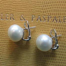 14KT White Gold Paspaley South Sea Pearl Omega Earrings 13mm, 14KT White Gold Paspaley South Sea Pearl Omega Earrings 13mm - Legacy Saint Jewelry