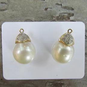 18KT Yellow Gold Pave Diamond + Paspaley Pearl Earring Charms, 18KT Yellow Gold Pave Diamond + Paspaley Pearl Earring Charms - Legacy Saint Jewelry