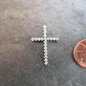 14KT White Gold .50 CT Diamond Cross Pendant Charm - Legacy Saint Jewelry