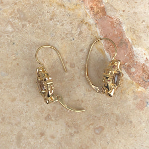 14KT Yellow Gold Smokey Quartz Leverback Earrings, 14KT Yellow Gold Smokey Quartz Leverback Earrings - Legacy Saint Jewelry