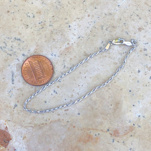 10KT White Gold Diamond-Cut Rope Chain Bracelet 7"/ 1.5mm, 10KT White Gold Diamond-Cut Rope Chain Bracelet 7"/ 1.5mm - Legacy Saint Jewelry