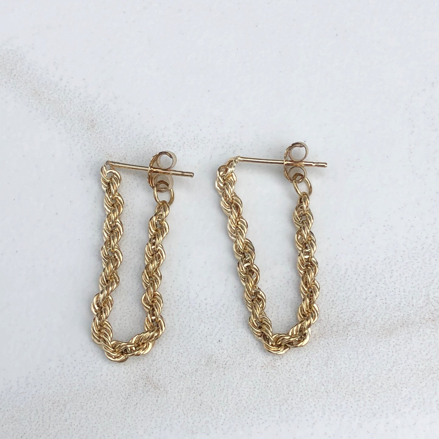 14KT Yellow Gold Hollow Rope Earrings, 14KT Yellow Gold Hollow Rope Earrings - Legacy Saint Jewelry