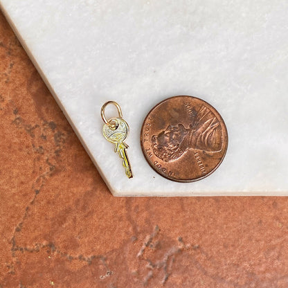 14KT Yellow Gold Rounded Mini Key Pendant Charm