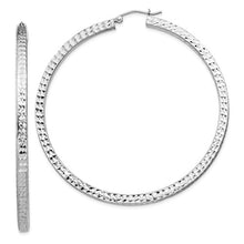 Load image into Gallery viewer, Sterling Silver Diamond-Cut Square Tube Large Hoop Earrings, Sterling Silver Diamond-Cut Square Tube Large Hoop Earrings - Legacy Saint Jewelry