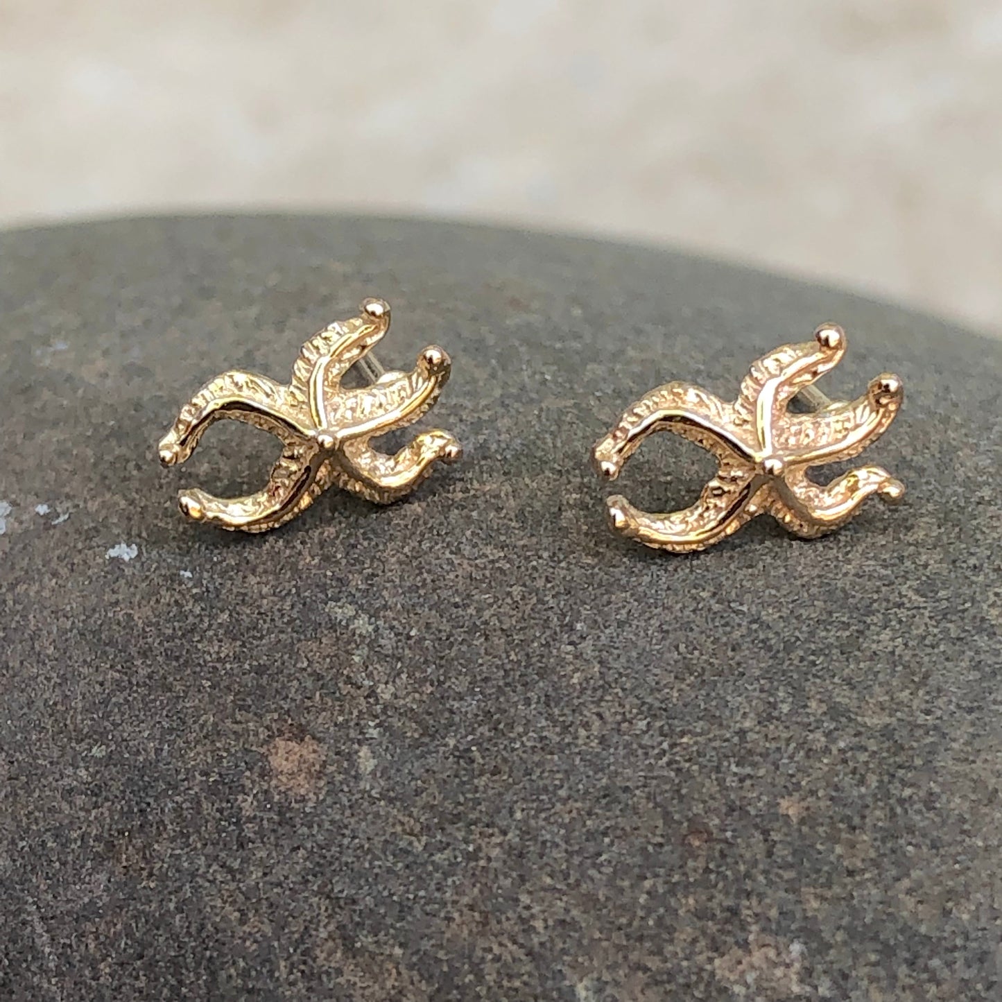 14KT Yellow Gold Mini Starfish Post Earrings, 14KT Yellow Gold Mini Starfish Post Earrings - Legacy Saint Jewelry