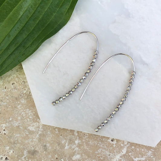 Sterling Silver Threader Beaded Ear Wire Earrings, Sterling Silver Threader Beaded Ear Wire Earrings - Legacy Saint Jewelry