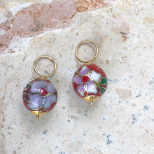 Load image into Gallery viewer, 14KT Yellow Gold Red Cloisonne Ball Earring Charms, 14KT Yellow Gold Red Cloisonne Ball Earring Charms - Legacy Saint Jewelry