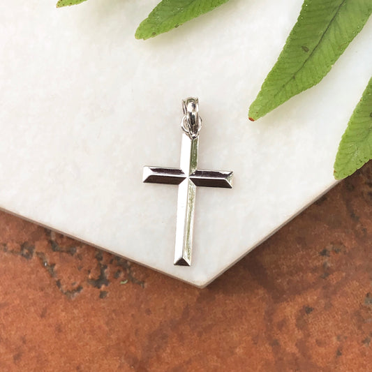 10KT White Gold Polished Cross Plain Pendant Charm, 10KT White Gold Polished Cross Plain Pendant Charm - Legacy Saint Jewelry