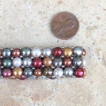 Load image into Gallery viewer, Sterling Silver Multi-Colored Freshwater Pearl Triple Strand Bracelet, Sterling Silver Multi-Colored Freshwater Pearl Triple Strand Bracelet - Legacy Saint Jewelry