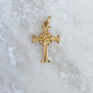 14KT Yellow Gold Textured Celtic Cross Pendant Charm, 14KT Yellow Gold Textured Celtic Cross Pendant Charm - Legacy Saint Jewelry