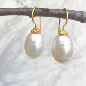 14KT Yellow Gold Paspaley South Sea Pearl Shepard Hook Earring, 14KT Yellow Gold Paspaley South Sea Pearl Shepard Hook Earring - Legacy Saint Jewelry