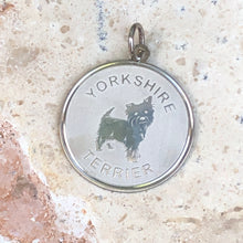 Load image into Gallery viewer, Sterling Silver Yorkshire Terrier Pendant Charm Satin Disc, Sterling Silver Yorkshire Terrier Pendant Charm Satin Disc - Legacy Saint Jewelry