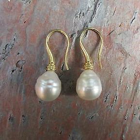 18KT Yellow Gold Paspaley Pearl Shepard Hook Earrings, 18KT Yellow Gold Paspaley Pearl Shepard Hook Earrings - Legacy Saint Jewelry