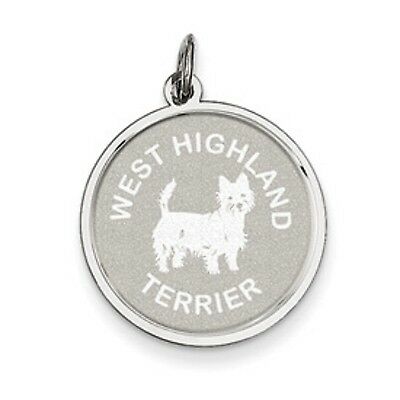 Sterling Silver West Highland Terrier Pendant Charm Satin Disc, Sterling Silver West Highland Terrier Pendant Charm Satin Disc - Legacy Saint Jewelry