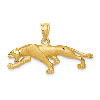 14KT Yellow Gold Matte Prowling Panther Pendant