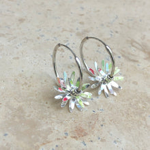 Load image into Gallery viewer, Sterling Silver Polished Flower Hoop Earrings, Sterling Silver Polished Flower Hoop Earrings - Legacy Saint Jewelry