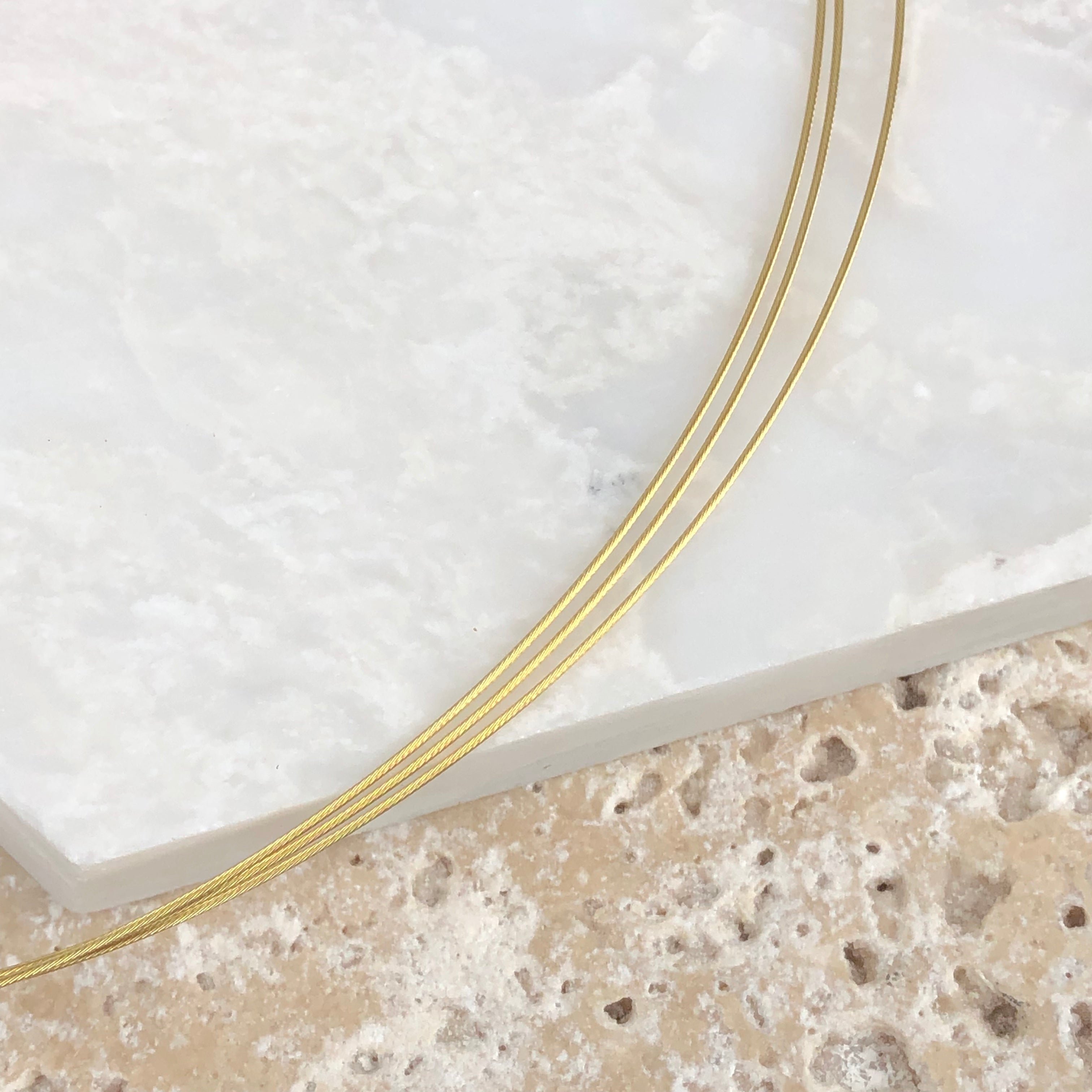 14kt Yellow Gold 3 Strand Cable Wire Collar Necklace 16
