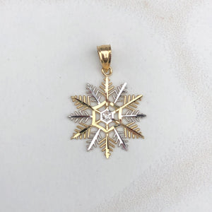 10KT Yellow Gold Snowflake Pendant Charm, 10KT Yellow Gold Snowflake Pendant Charm - Legacy Saint Jewelry