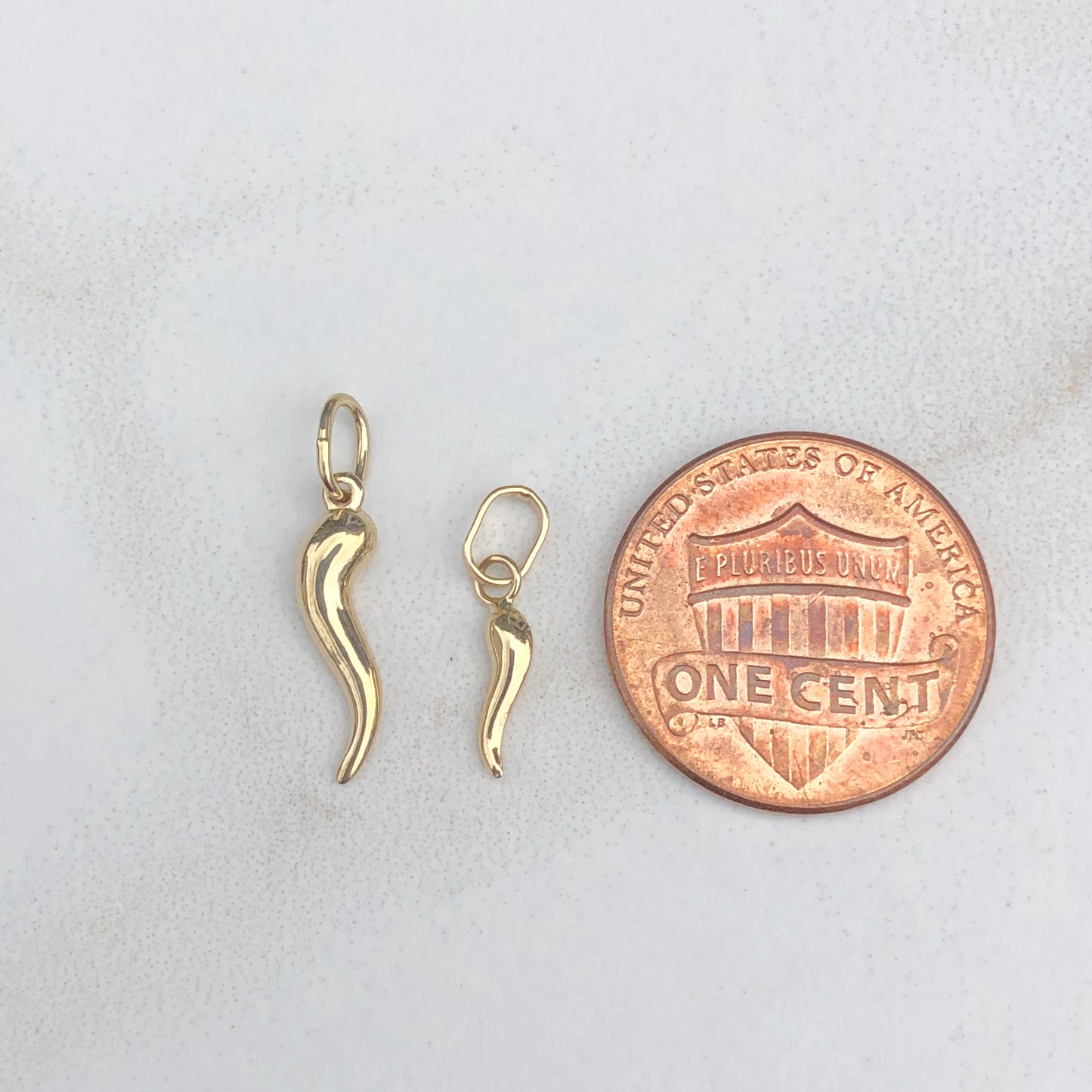 14KT Yellow Gold "Cornicello" Mini Italian Horn Pendant Charm, 14KT Yellow Gold "Cornicello" Mini Italian Horn Pendant Charm - Legacy Saint Jewelry