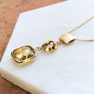 14KT Yellow Gold Citrine + Textured Matte Gold Necklace, 14KT Yellow Gold Citrine + Textured Matte Gold Necklace - Legacy Saint Jewelry