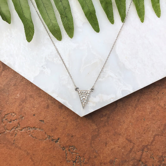 14KT White Gold Diamond Triangle Necklace, 14KT White Gold Diamond Triangle Necklace - Legacy Saint Jewelry