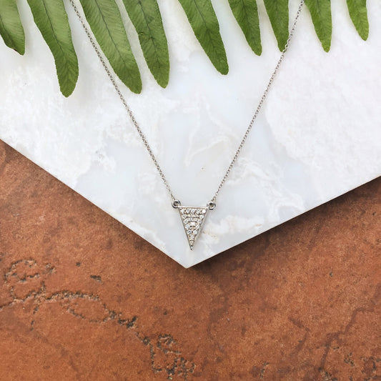 Sterling Silver Diamond Triangle Necklace, Sterling Silver Diamond Triangle Necklace - Legacy Saint Jewelry