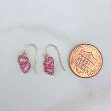 Load image into Gallery viewer, 14KT Yellow Gold Pink Heart Crystal Euro Wire Earring, 14KT Yellow Gold Pink Heart Crystal Euro Wire Earring - Legacy Saint Jewelry