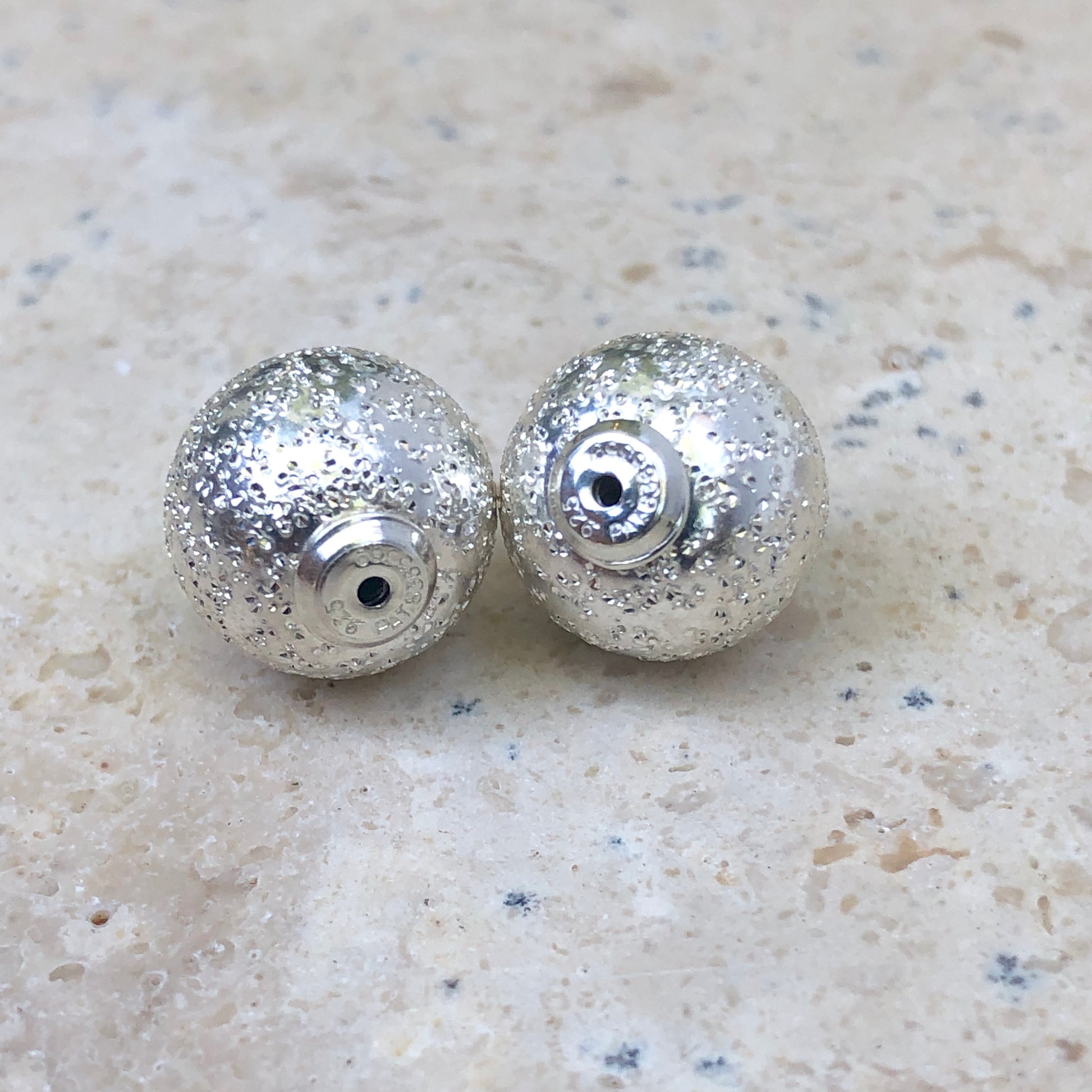 Sterling Silver Glitter Ball Earring Backs 11mm