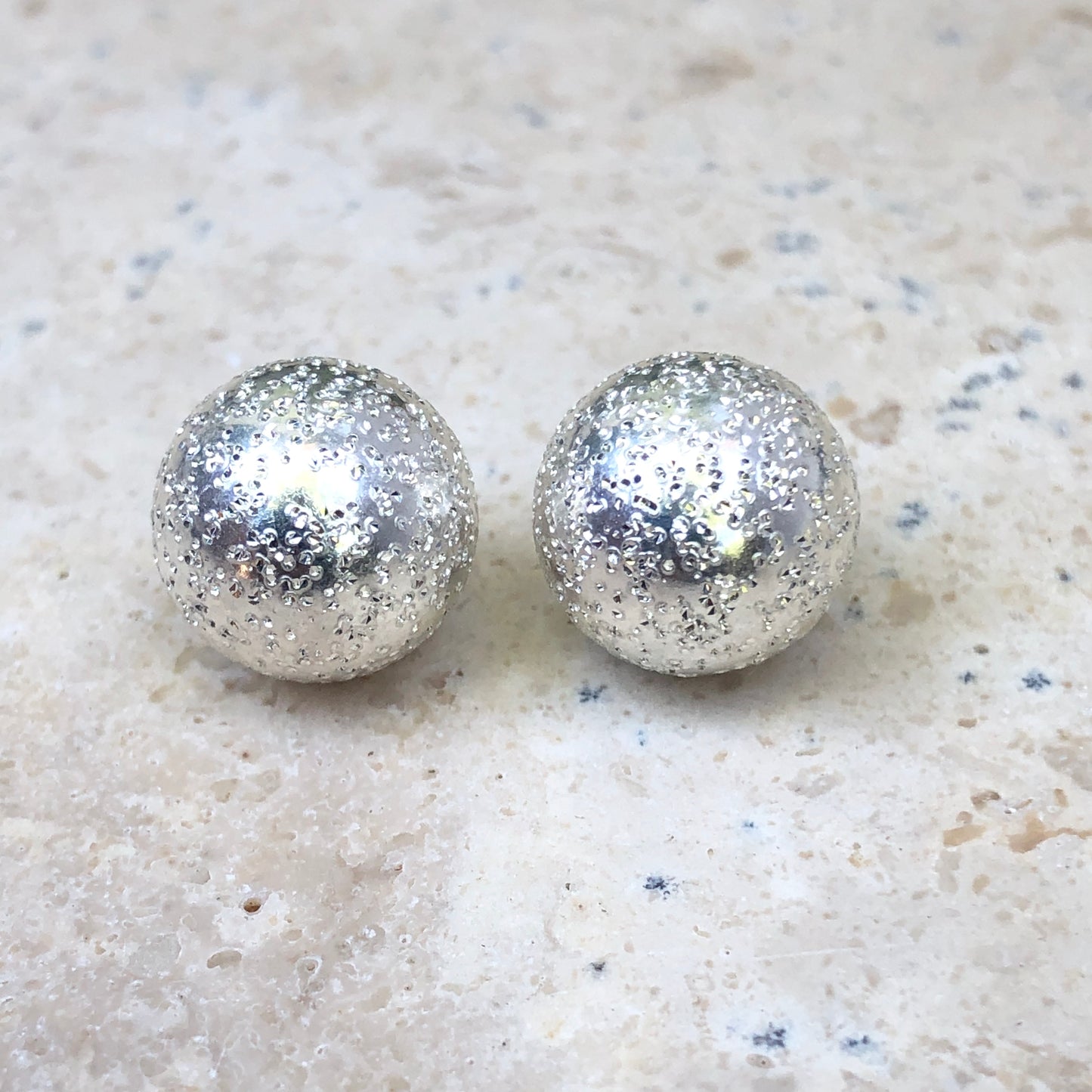 Sterling Silver Glitter Ball Earring Backs 11mm, Sterling Silver Glitter Ball Earring Backs 11mm - Legacy Saint Jewelry